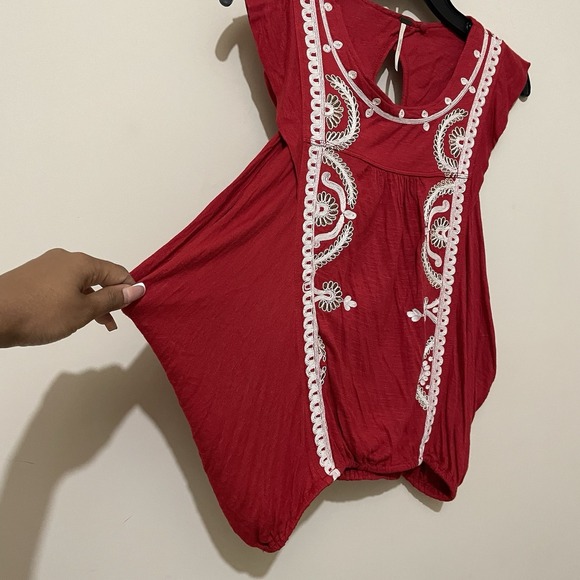 Free People Boho Embroidered Tank Top Size Small Elastic Waist Viscose Western - Picture 4 of 8